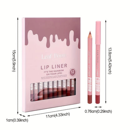 LEAF POEM 12-Color Matte Lipstick & Liner Set - LIPOXI
