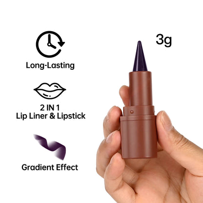 Lip Liner Tapered Gradient Matte Black Brown Velvet Lipstick - LIPOXI