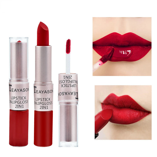 Long Lasting Velvet Matte Lipstick Double Head Gloss Makeup - LIPOXI