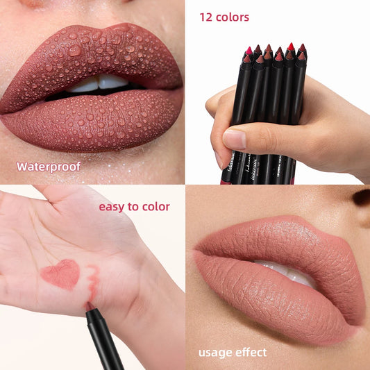Lot Lip Pencils Set Long Lasting Dark Brown Lip Liner - LIPOXI