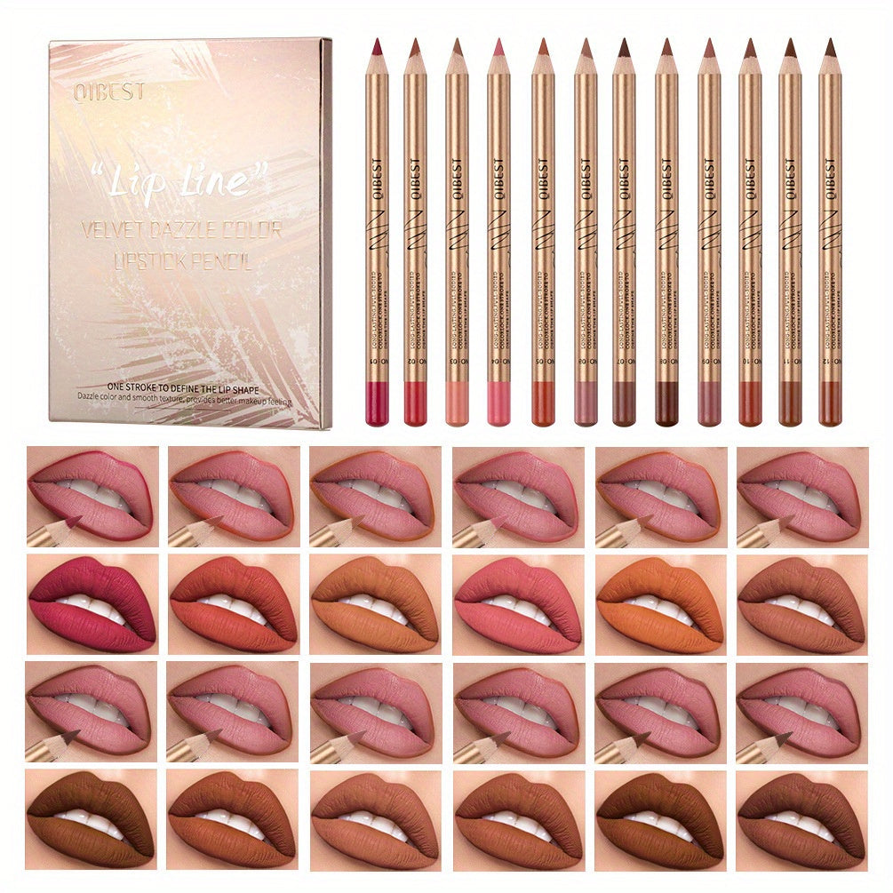 Matte Masterpiece: 12-Color Smudge-Proof Lip Liner Set - LIPOXI