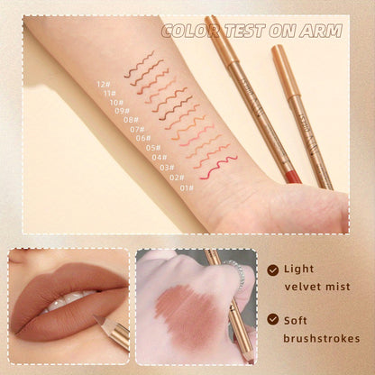 Matte Masterpiece: 12-Color Smudge-Proof Lip Liner Set - LIPOXI