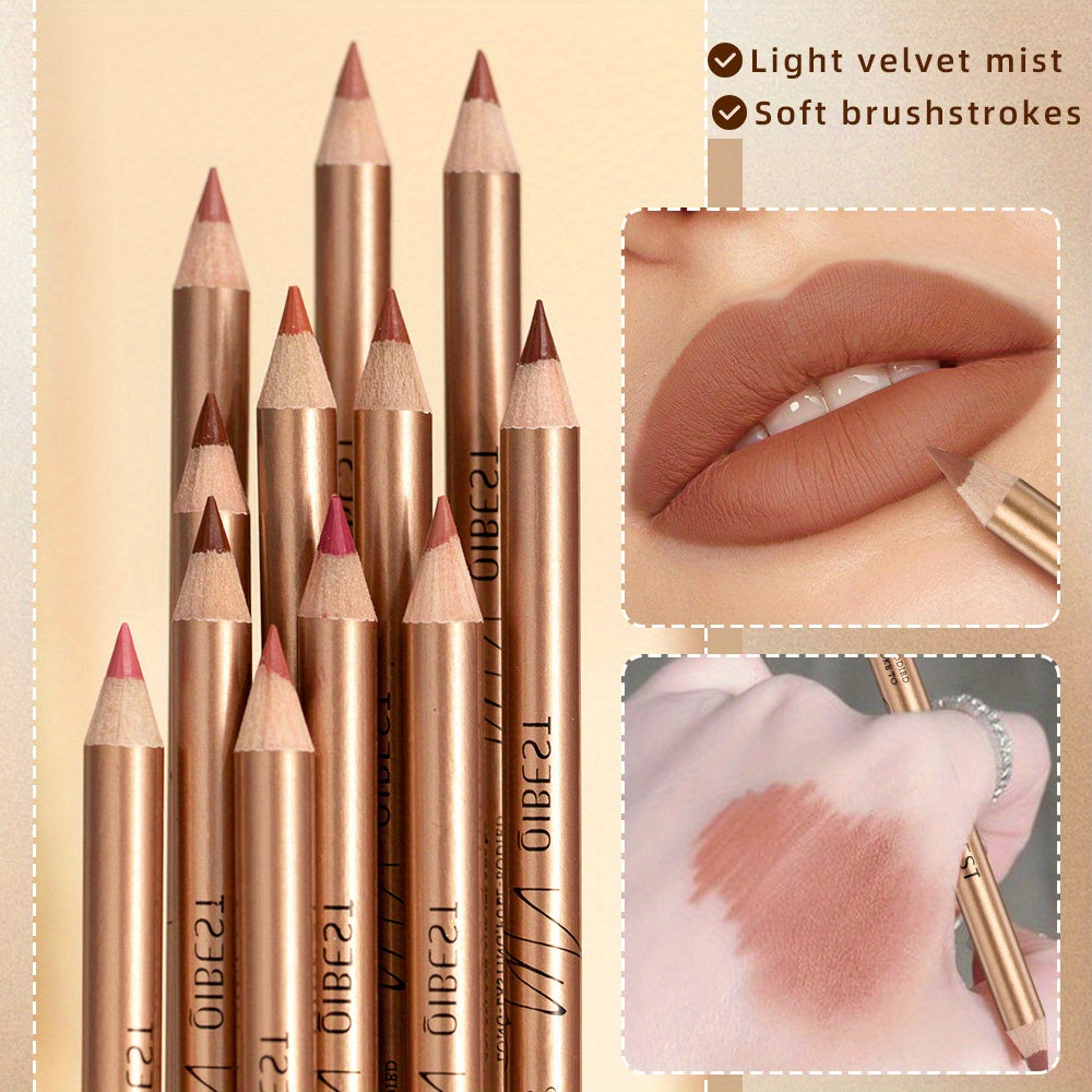 Matte Masterpiece: 12-Color Smudge-Proof Lip Liner Set - LIPOXI