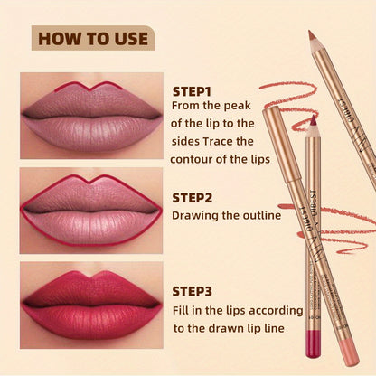 Matte Masterpiece: 12-Color Smudge-Proof Lip Liner Set - LIPOXI