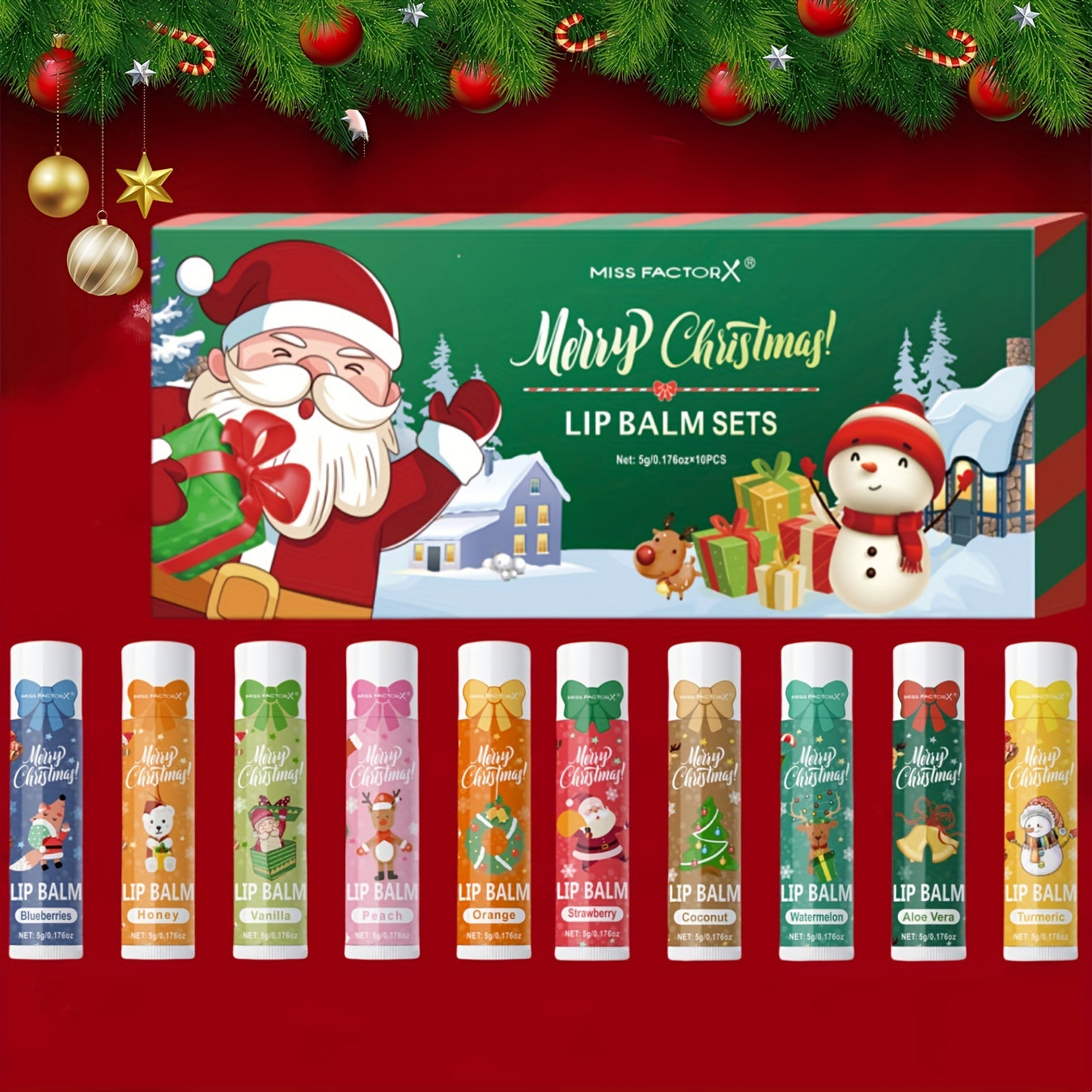 Merry Christmas Lip Balm Set 10-Piece Balm Set - Get Yours Now