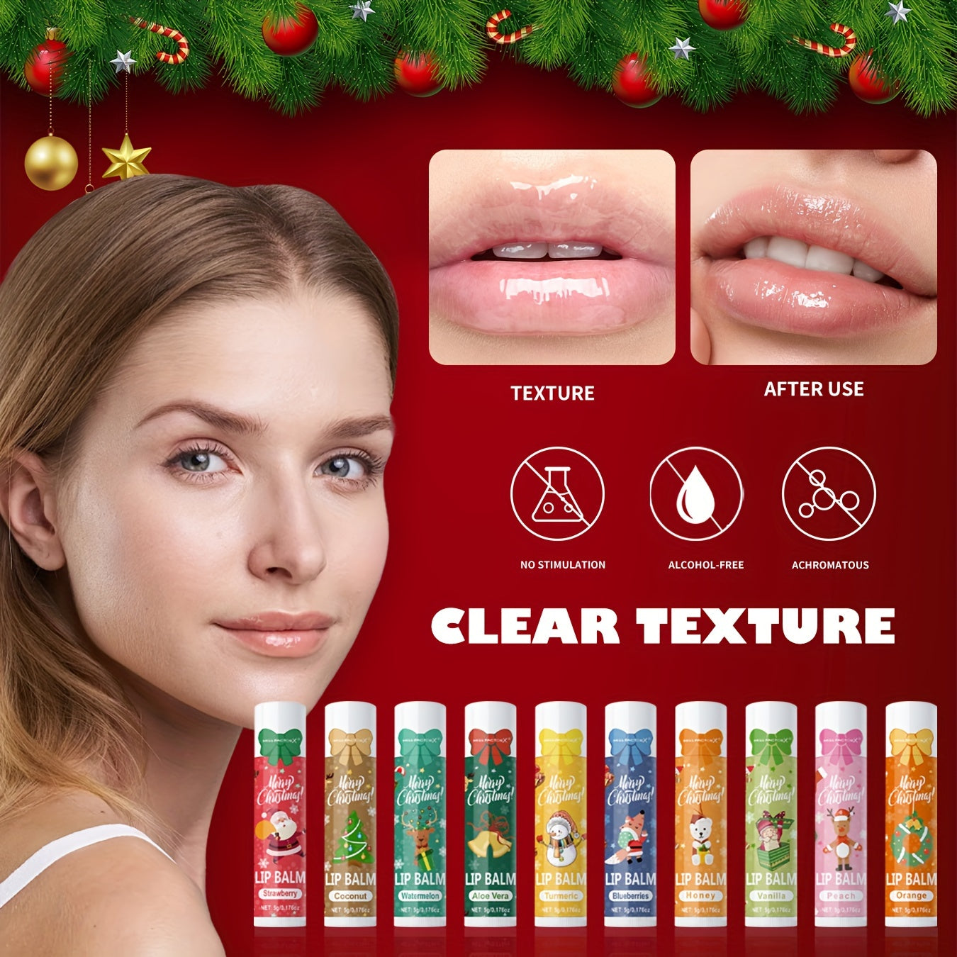 Merry Christmas Lip Balm Set 10-Piece Balm Set - Get Yours Now