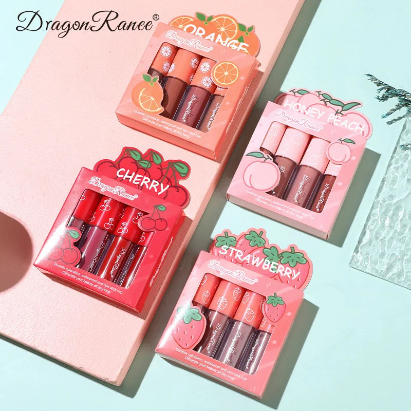 Mini Velvet Matte Lip Gloss Set 4-Piece Long-Lasting Tint - LIPOXI