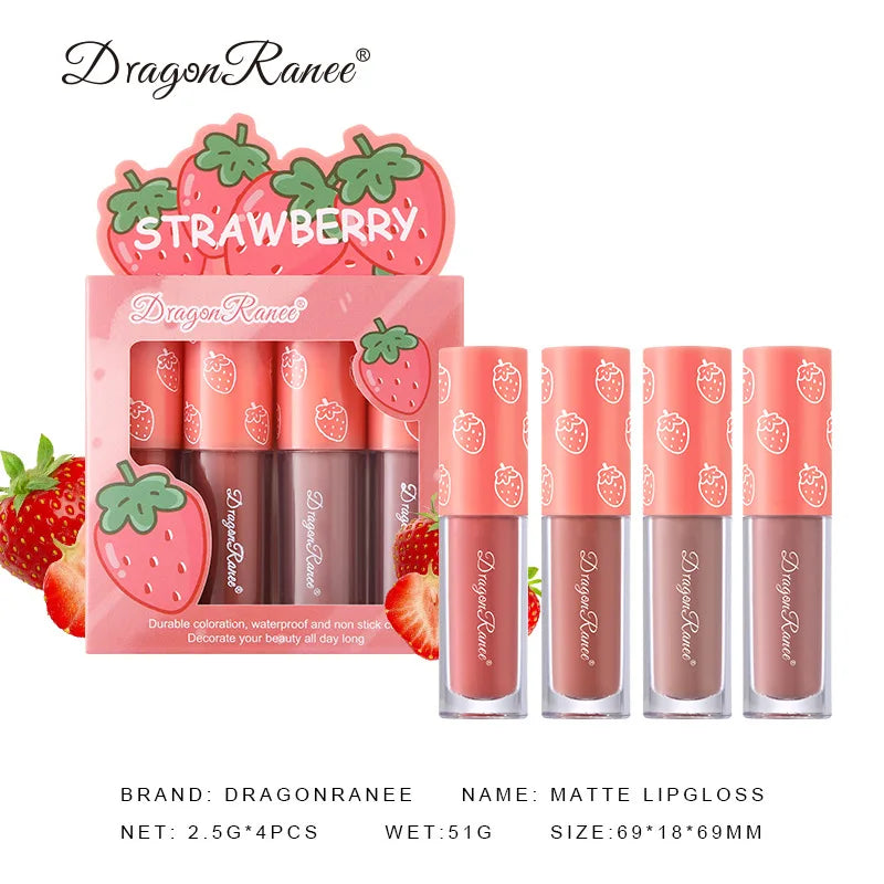Mini Velvet Matte Lip Gloss Set 4-Piece Long-Lasting Tint - LIPOXI