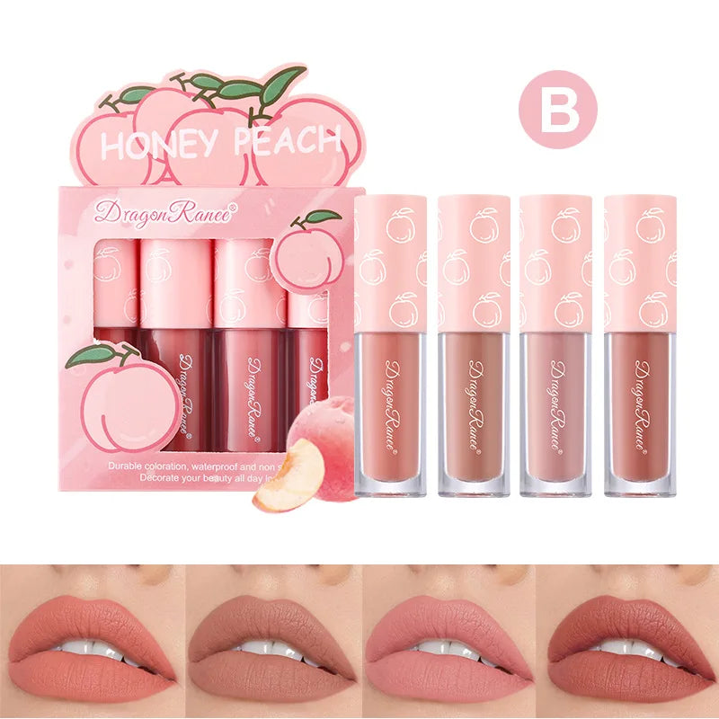 Mini Velvet Matte Lip Gloss Set 4-Piece Long-Lasting Tint - LIPOXI