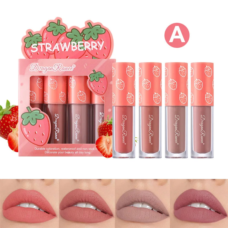 Mini Velvet Matte Lip Gloss Set 4-Piece Long-Lasting Tint - LIPOXI