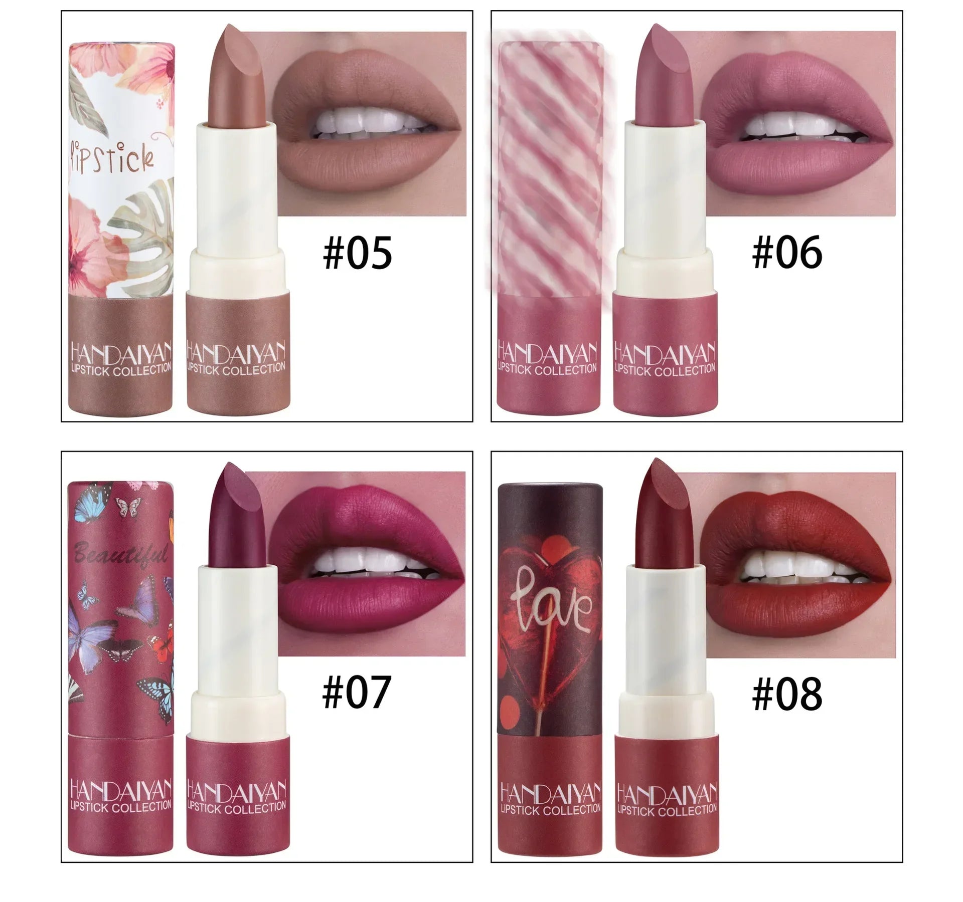 Nude Matte Lipsticks 8 Colors Waterproof Long Lasting Makeup - LIPOXI