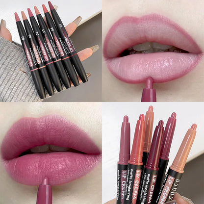 Sexy Nude Lipstick Lipliner Waterproof Matte Crayon Makeup - LIPOXI