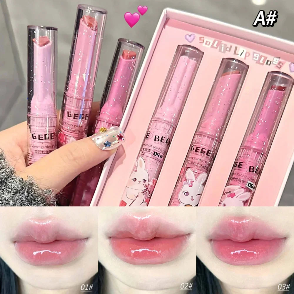 Solid Lip Gloss Gege Bear Garden Pink Rabbit Lip Set - LIPOXI