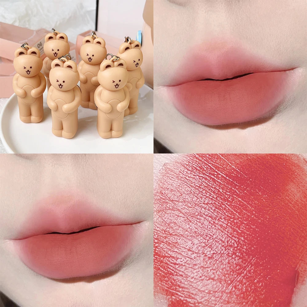 Cute Bear Keychain Lip Gloss Matte Lip Tint Makeup Cosmetics - LIPOXI