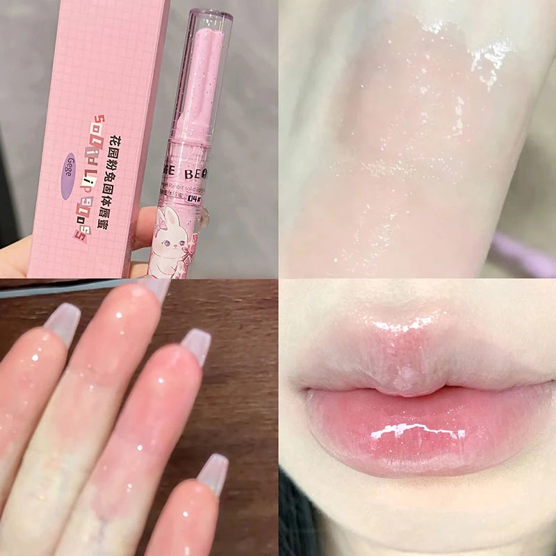 Solid Lip Gloss Gege Bear Garden Pink Rabbit Lip Set - LIPOXI