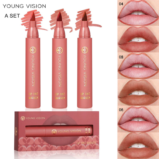 YOUNG VISION Lip Tint Marker Liquid Lipstick 3pcs Set - LIPOXI