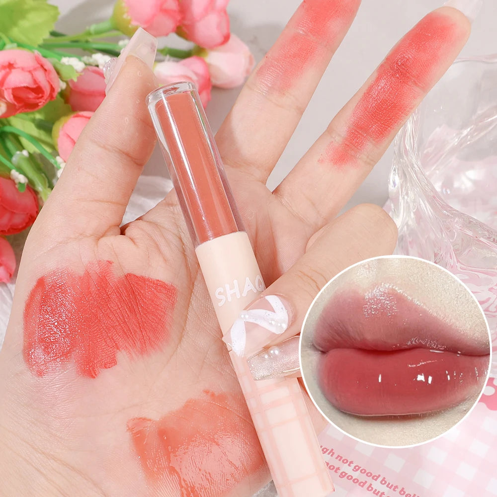 Double Head Lip Gloss Full Gloss Mirror Matte Velvet Lip Mud - LIPOXI