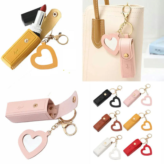 Chic Leather Lipstick Keychain Holder - LIPOXI