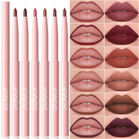 DUNUF 6pcs/set Velvet Matte Lipliner Waterproof Lip Tint - LIPOXI