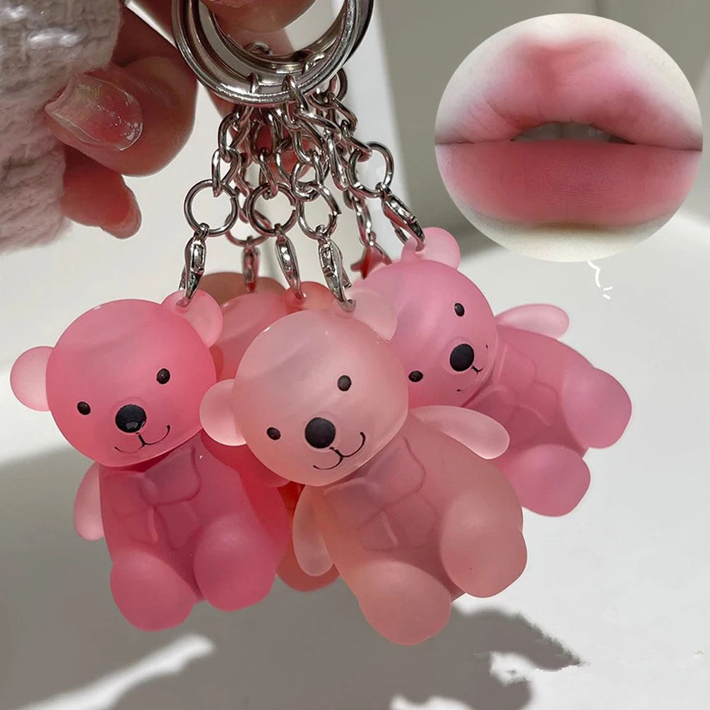 Cute Bear Keychain Lip Gloss Matte Lip Tint Makeup Cosmetics - LIPOXI