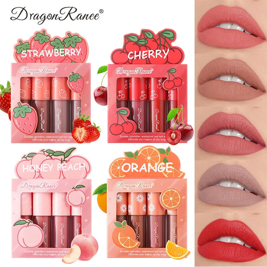 Mini Velvet Matte Lip Gloss Set 4-Piece Long-Lasting Tint - LIPOXI