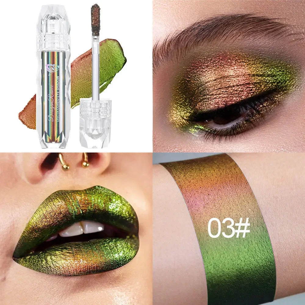 Navy Green Holographic Glitter Eye Shadow & Lip Gloss Stick - LIPOXI