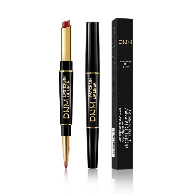 2 In 1 Matte Lipstick Pencil Double Ended Lip Liner Pen - LIPOXI