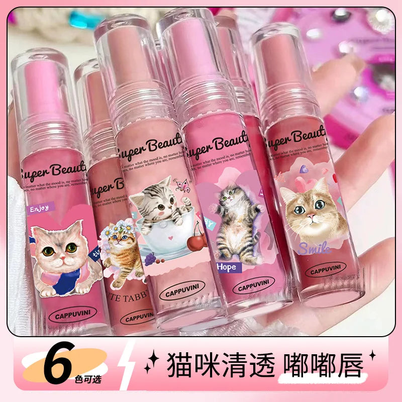 Cappuvini Cat Clear Lip Gloss Moisturizing Longlasting Shine - LIPOXI