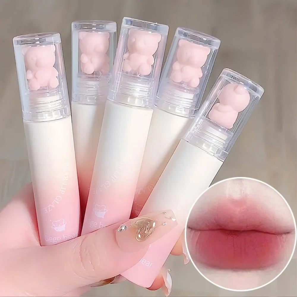 Cute Bear Velvet Lip Gloss Girl's Matte Waterproof Lipstick - LIPOXI