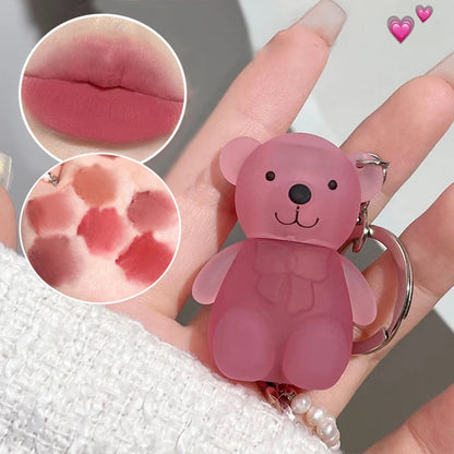 Cute Bear Keychain Lip Gloss Matte Lip Tint Makeup Cosmetics - LIPOXI