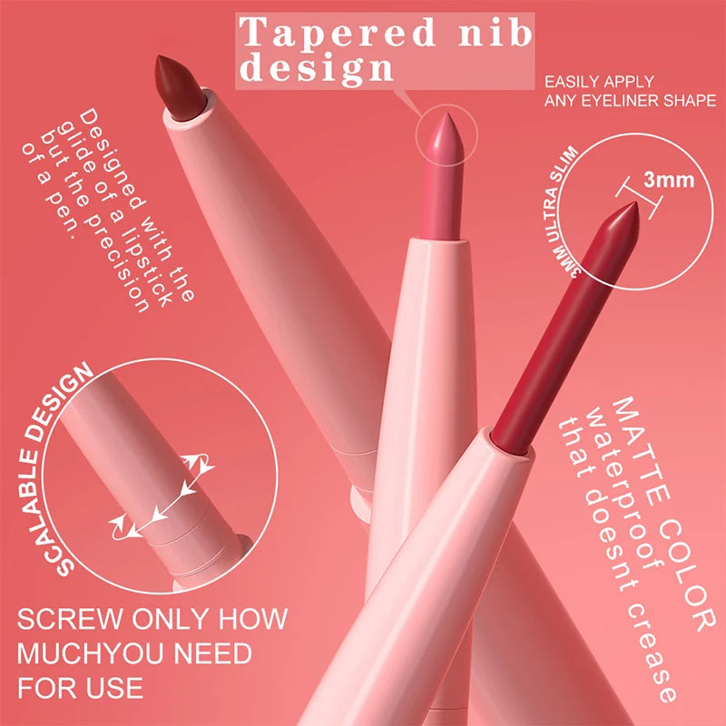 Tapered Lip Liner Pencil Long-Lasting Matte Creamy Plumping - LIPOXI