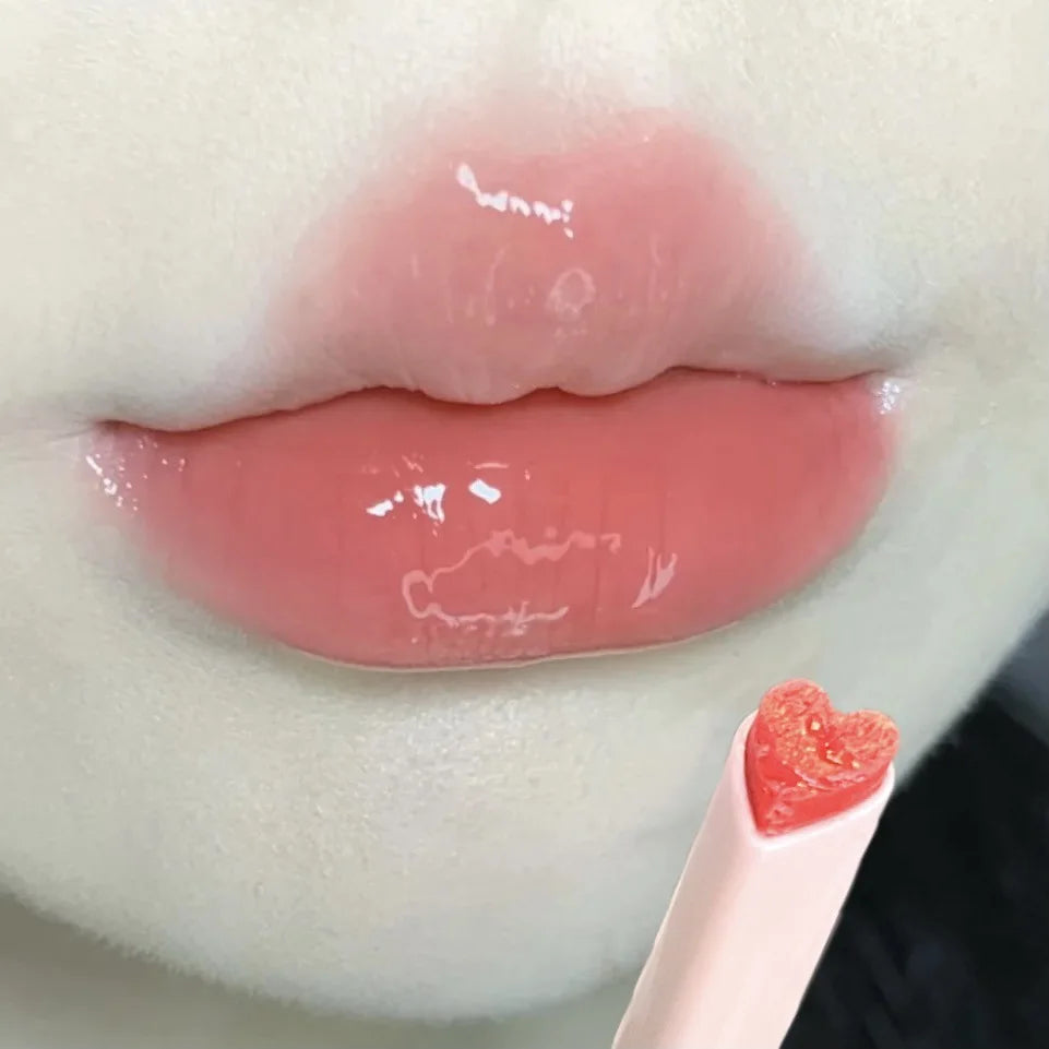 Water-Light Lip Glaze Mirror Glitter Lip Tint Love Heart Shape - LIPOXI