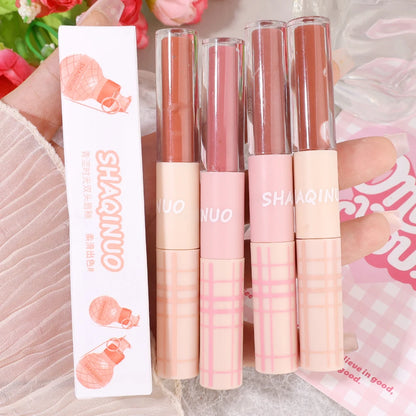 Double Head Lip Gloss Full Gloss Mirror Matte Velvet Lip Mud - LIPOXI