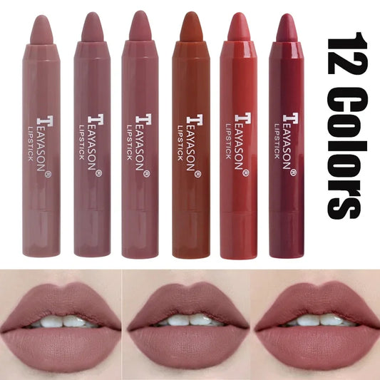 12 Colors Matte Lipsticks Waterproof Easy To Wear Gift - LIPOXI