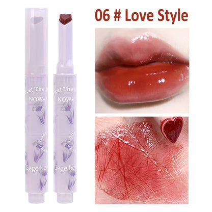 Jelly Mirror Lipstick Makeup Love Shape Long Lasting Gloss - LIPOXI