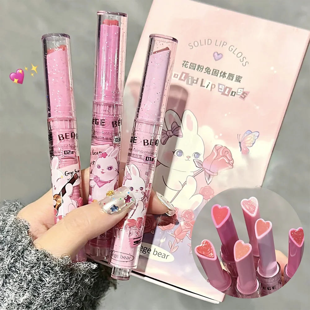 Solid Lip Gloss Gege Bear Garden Pink Rabbit 3Pcs Set - LIPOXI