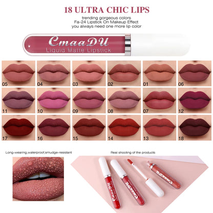 CmaaDu 18 Matte Mist Lip Glaze Long-lasting Lip Gloss - LIPOXI