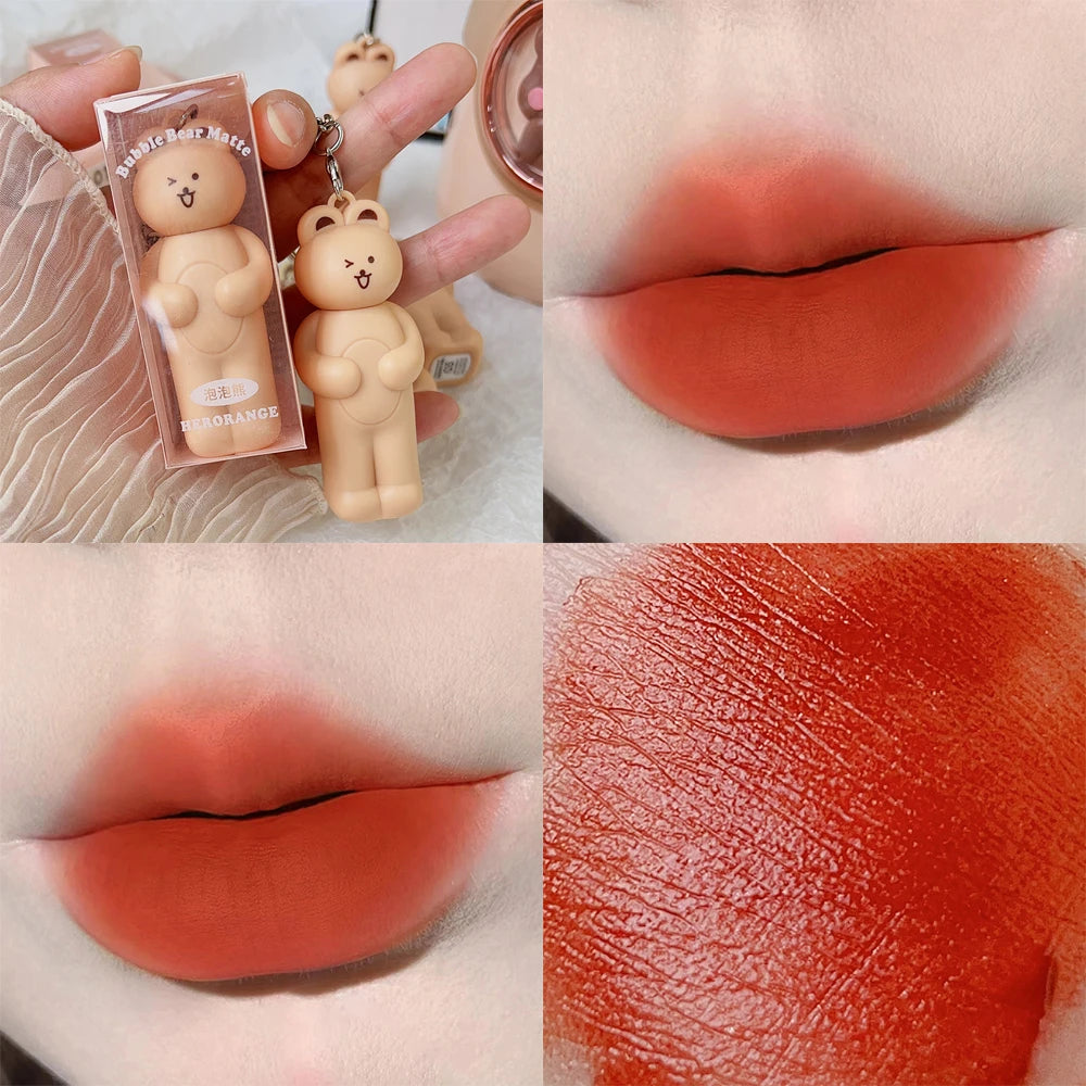 Cute Bear Keychain Lip Gloss Matte Lip Tint Makeup Cosmetics - LIPOXI