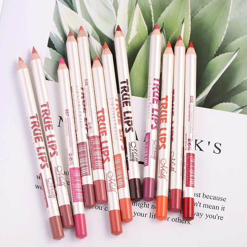 6/12Pcs/set Cosmetic Professional Wood Lipliner Waterproof - LIPOXI