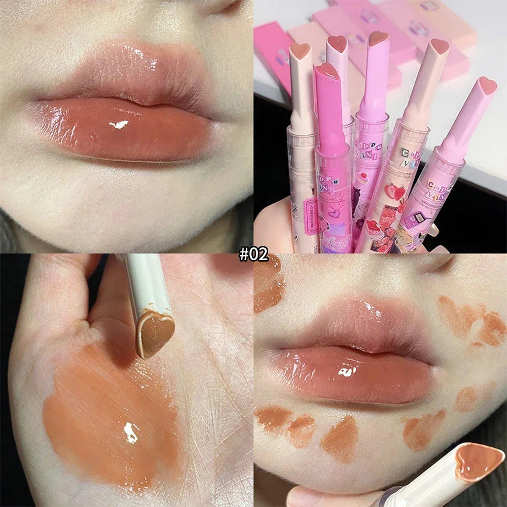 Thin Tube Heart-Shaped Lipstick Jelly Mirror Lip Gloss - LIPOXI