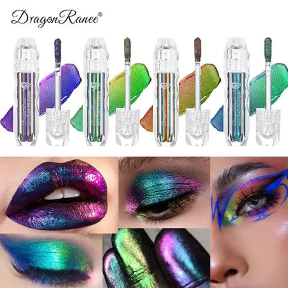 Navy Green Holographic Glitter Eye Shadow & Lip Gloss Stick - LIPOXI