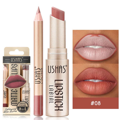 USHAS 12 Color Lip Liner + Lipstick Set Easy Coloring - LIPOXI