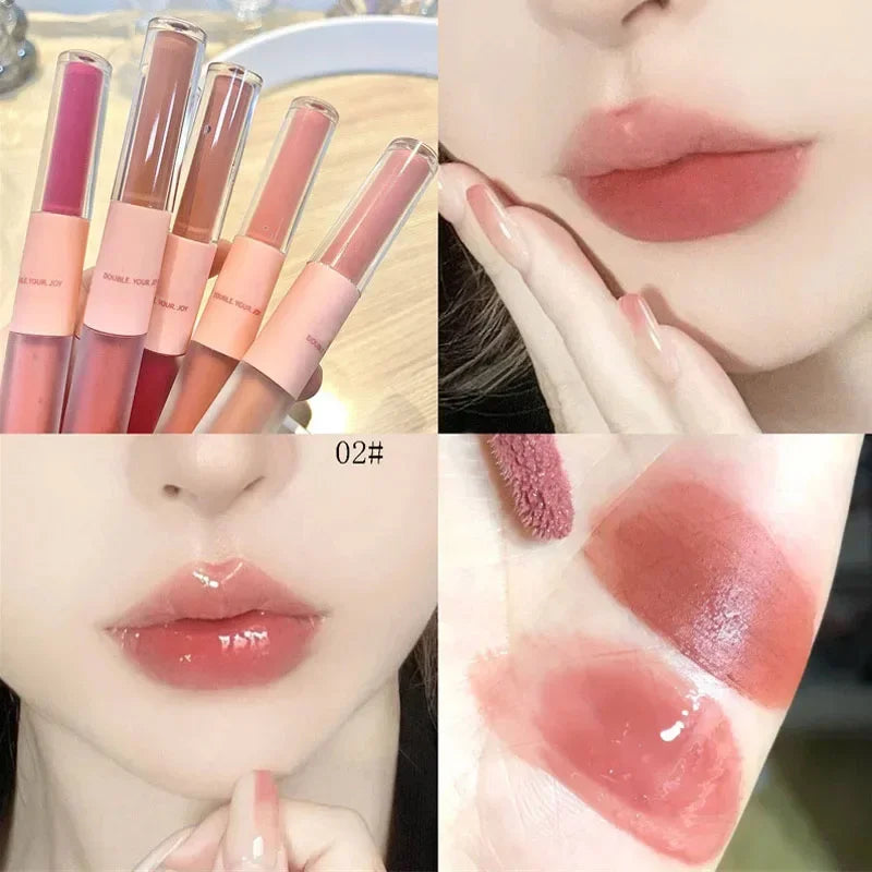 1PC Double Head Waterproof Lip Gloss Matte Velvet Lipgloss - LIPOXI