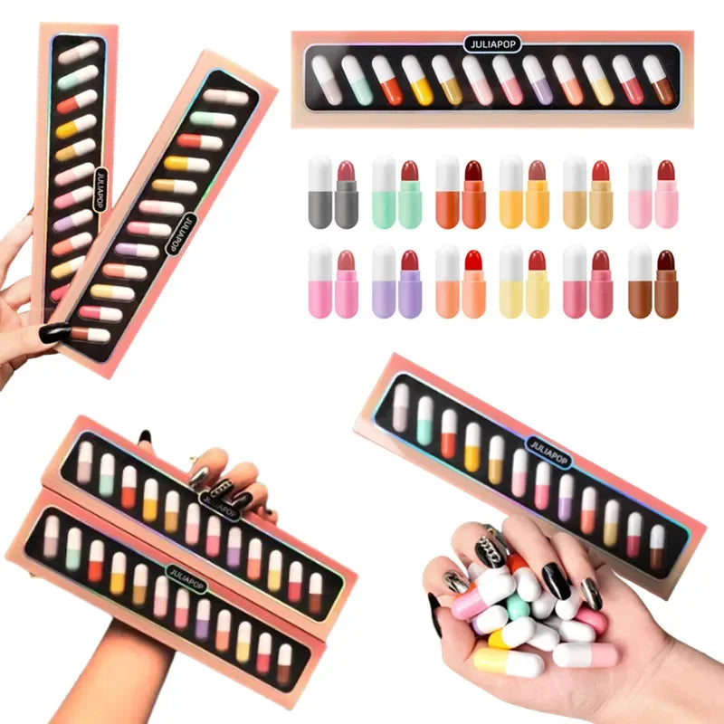 Capsule Lipstick Set New Mini 12-color Waterproof Lipstick - LIPOXI