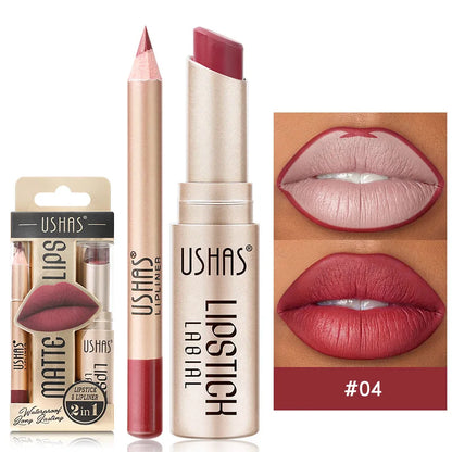 USHAS 12 Color Lip Liner + Lipstick Set Easy Coloring - LIPOXI