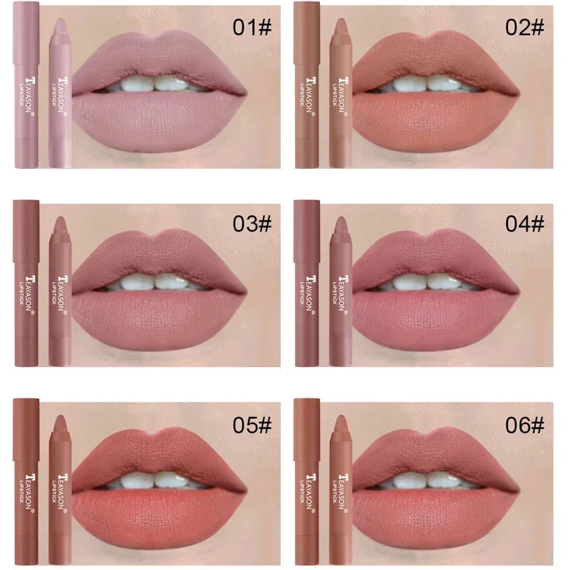 Nude Series Velvet Matte Lipstick Pencil Waterproof Red Tint - LIPOXI