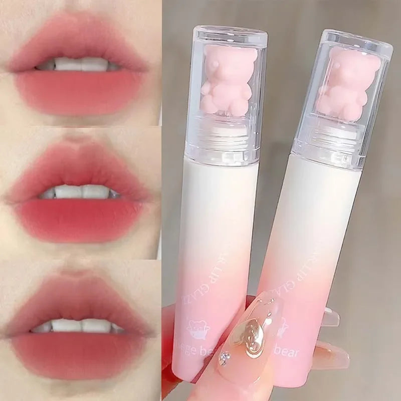 Cute Bear Velvet Lip Gloss Girl's Matte Waterproof Lipstick - LIPOXI