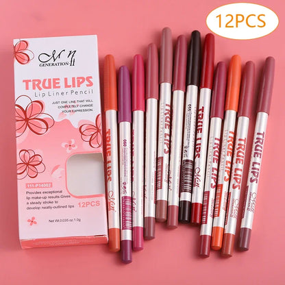 6/12Pcs/set Cosmetic Professional Wood Lipliner Waterproof - LIPOXI