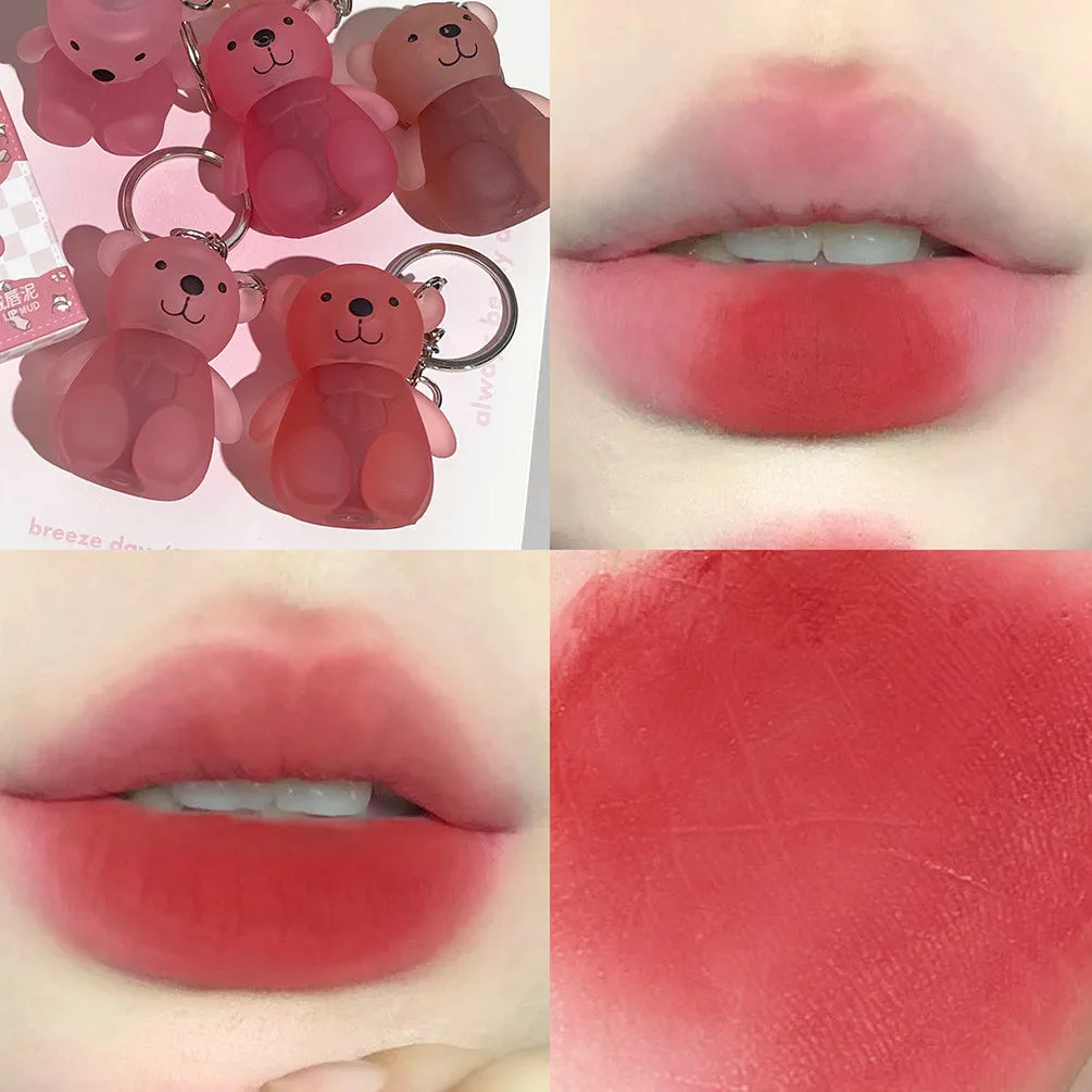 Cute Bear Keychain Lip Gloss Matte Lip Tint Makeup Cosmetics - LIPOXI