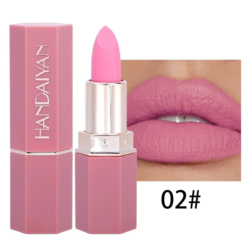 Rose Pink Nude Matte Velvet Lipstick Waterproof Beauty Makeup - LIPOXI